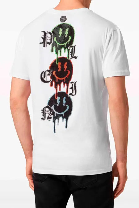Camiseta Philipp Plein Smile Com Aplicação De Strass - Branco