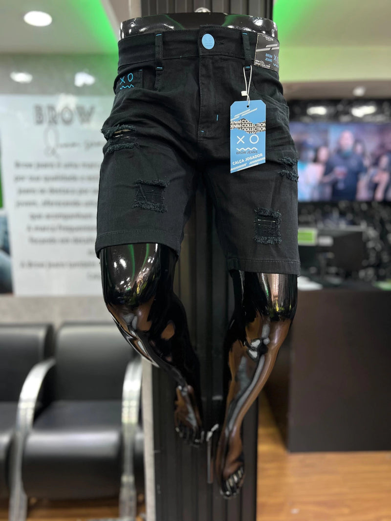Bermuda Jeans Jogador Preta