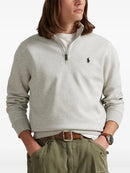 Polo Ralph Lauren Suéter de tricô com zíper  Destaques creme tricô gola com zíper logo Polo Pony bordado bainha e punhos canelados