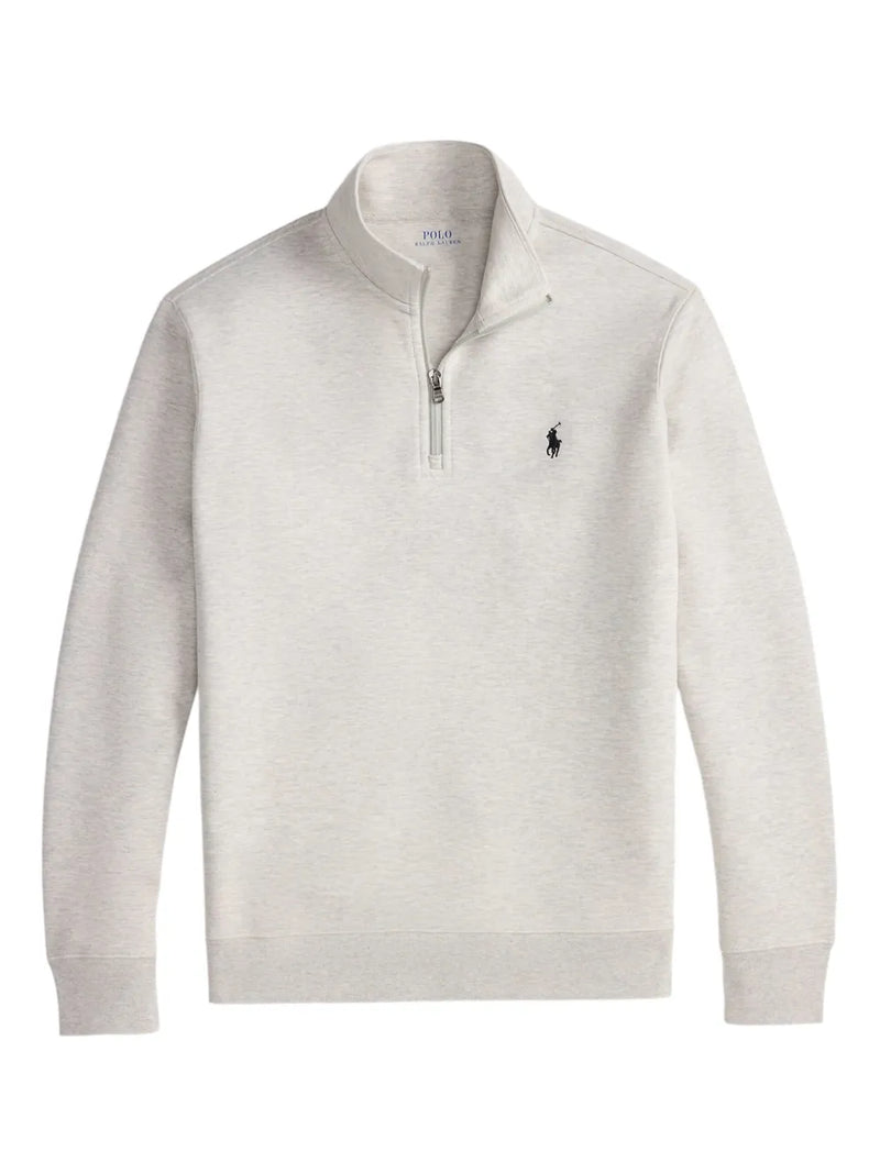 Polo Ralph Lauren Suéter de tricô com zíper  Destaques creme tricô gola com zíper logo Polo Pony bordado bainha e punhos canelados