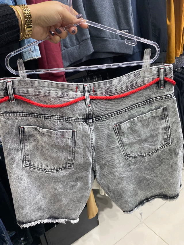 Bermuda Jeans Jogador Cordão Vermelho