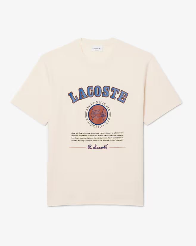 Camiseta Lacoste De Algodão - Creme