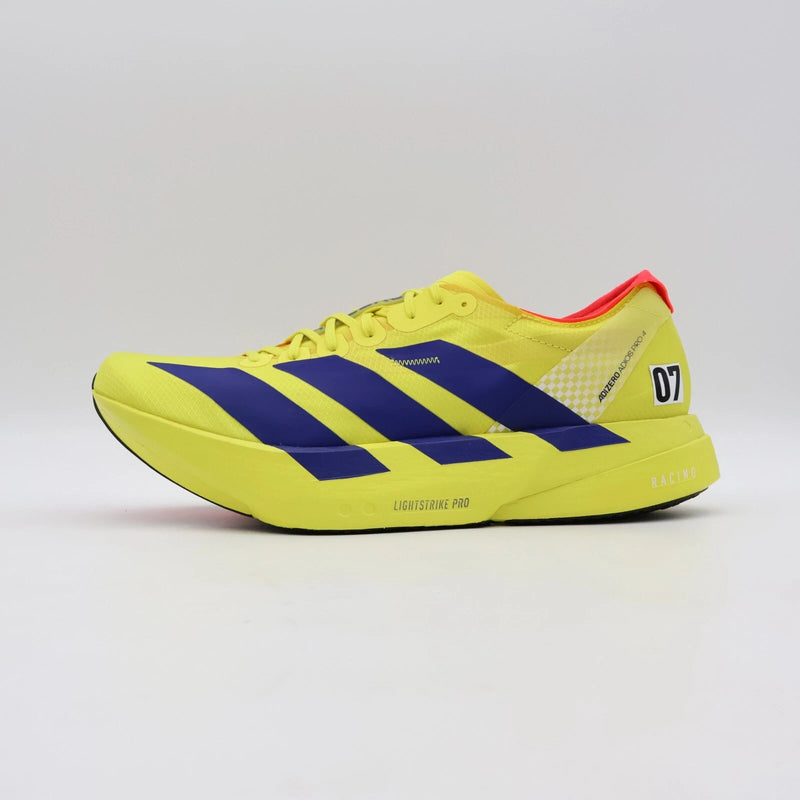 Adidas Adizero Adios Pro 4 puro enxofre azul lúcido vermelho lúcido