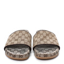 SANDALIA SLIDE GUCCI CANVAS MONOGRAM BEGE